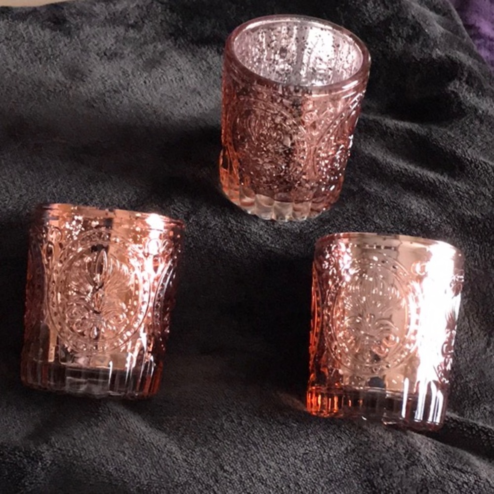 Set of 3 Primrose Rose Gold Mercury Votive Holders - Picture 3 of 6